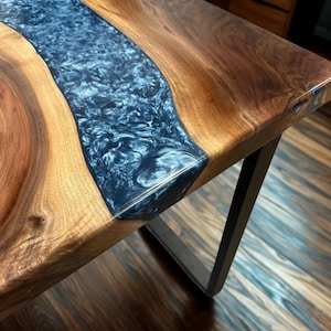 One Of A Kind Epoxy River End Table, Resin Coffee Table, Live Edge Coffee Table