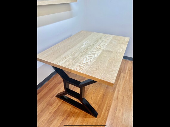 Ash Wood Table Bases Grey & Black Solid Ash Circular Racetrack Dining