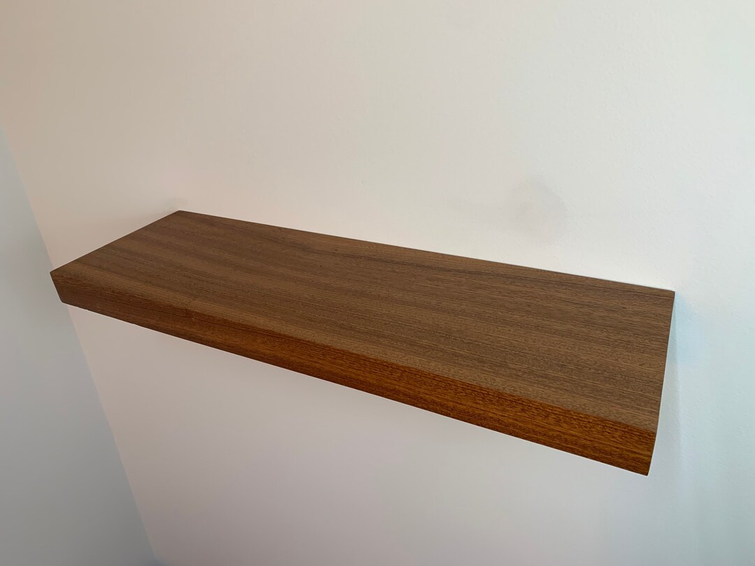Hardwood Sapele Mahogany Floating Shelves, Wall Shelf for Living Room