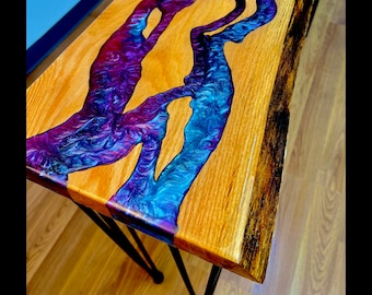 Epoxy River Table, Red Oak Epoxy table, Epoxy Resin Table, Red Oak River Table, Custom Epoxy Table, Epoxy Console Table