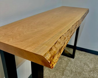 Live Edge Console Table, Wood Entryway Table, Narrow Hallway Table, Modern Foyer Table, Cherry Table, Rustic Console Table