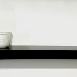 Black Floating Shelves, Floating Shelf Black, Modern Floating Shelves, Black Wood Floating Shelves, Black Shelving, Floating Wood Shelf