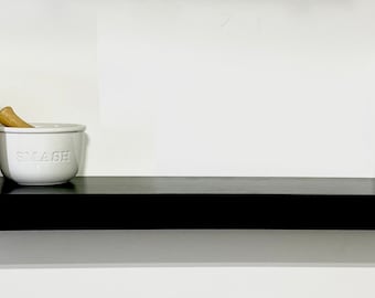 Black Floating Shelves, Floating Shelf Black, Modern Floating Shelves, Black Wood Floating Shelves, Black Shelving, Floating Wood Shelf