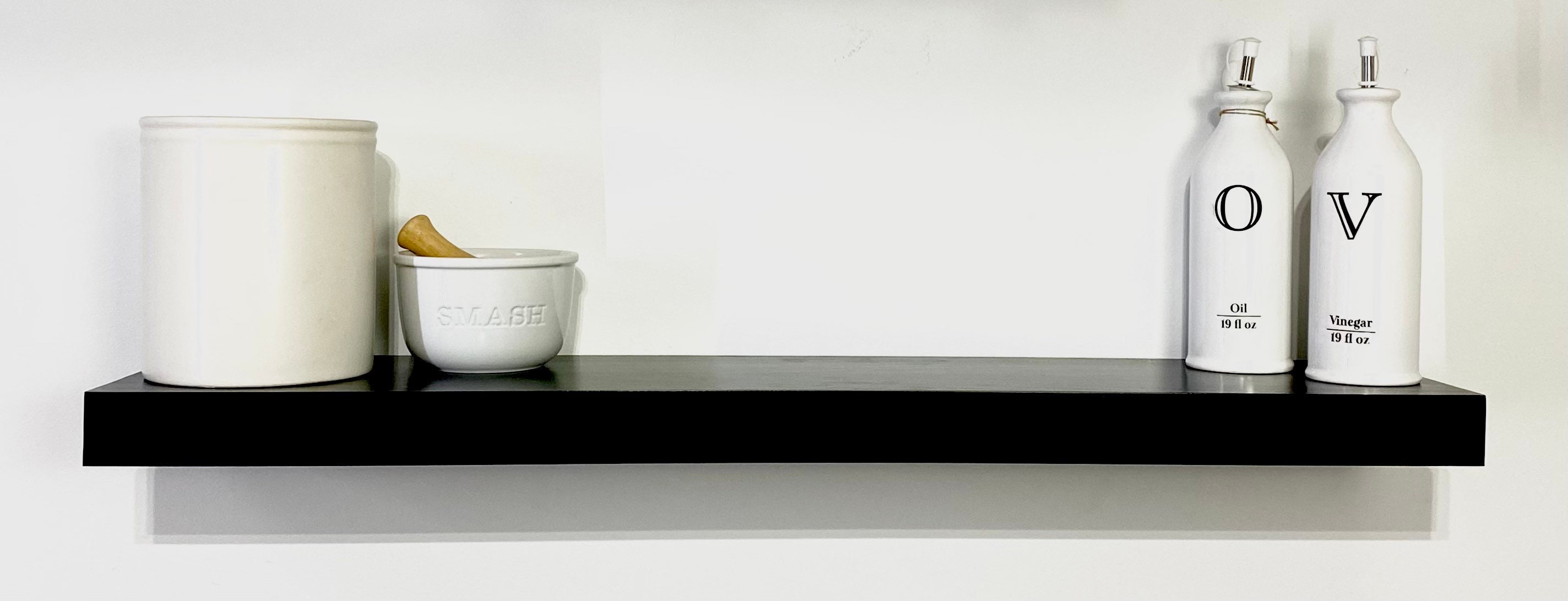 Black Floating Shelves, Floating Shelf Black, Modern Floating Shelves, Black Wood Floating Shelves, Black Shelving, Floating Wood Shelf