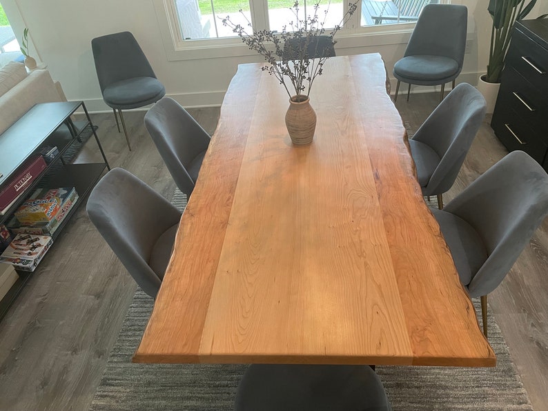 Live Edge Dining Table Cherry Wood Kitchen Table Live Edge Etsy