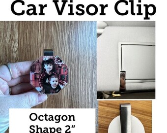 Custom Photo Car Visor Clip, Personalized Photo, Custom Octagon Car Visor Clip, Car Accessories, Photo Accessories for Car