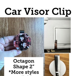 Custom Photo Car Visor Clip, Personalized Photo, Custom Octagon Car Visor Clip, Car Accessories, Photo Accessories for Car