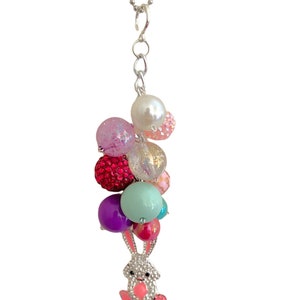 Car Mirror Charm- Charm for Rear View Mirror - Rhinestone- Acrylic Beads - Rhinestone Pendant - Keychain Clip - Easter
