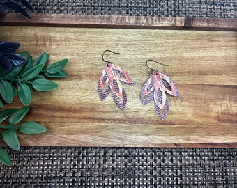 Fall Floral Earrings, Fall Feather Floral Lightweight Earrings