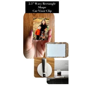 Custom Photo Car Visor Clip, Personalized Photo, Custom Photo Wavy Rectangle Car Visor Clip, Car Accessories, Photo Accessories for Car
