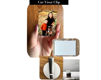 Custom Photo Car Visor Clip, Personalized Photo, Custom Photo Wavy Rectangle Car Visor Clip, Car Accessories, Photo Accessories for Car
