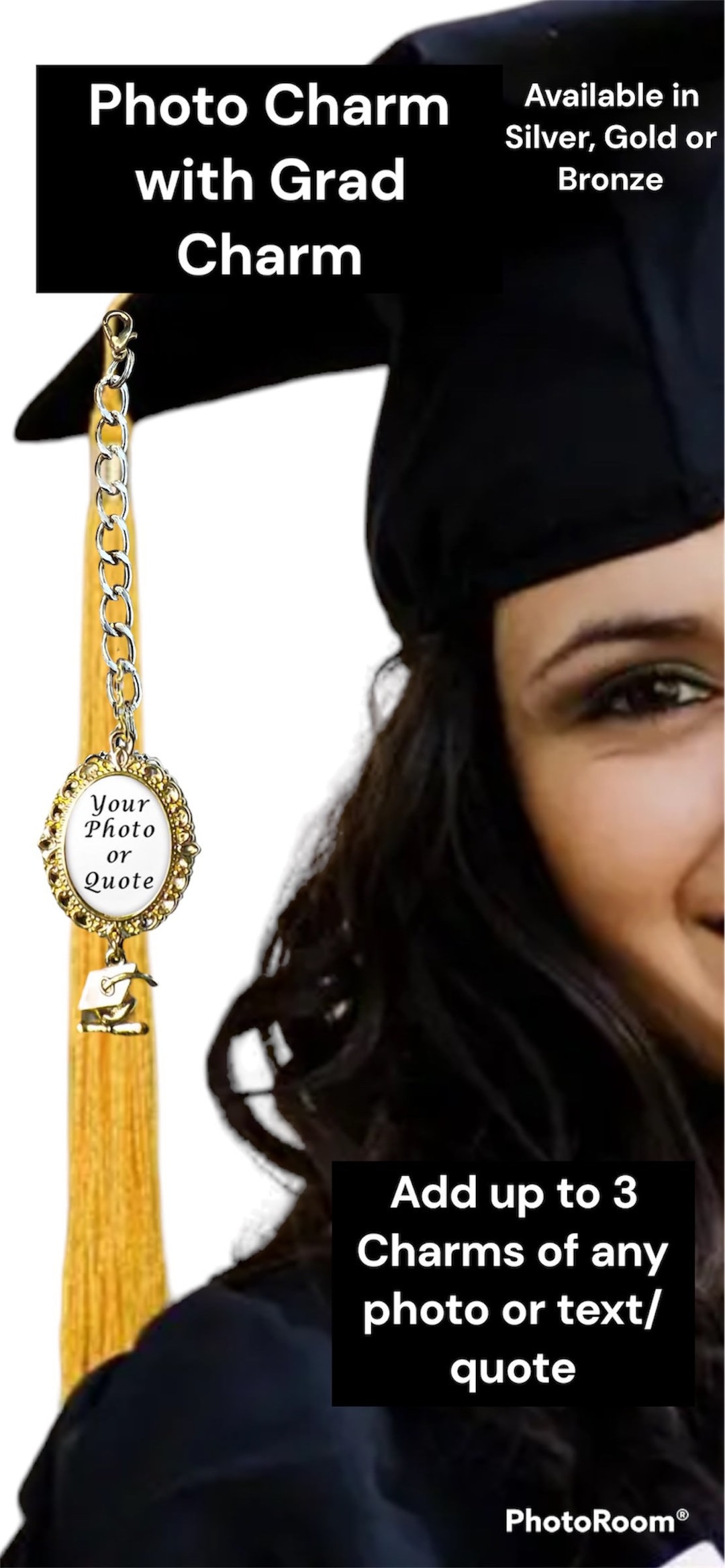 Custom Graduation Tassel Charm, Graduation Memorial Photo Charm for