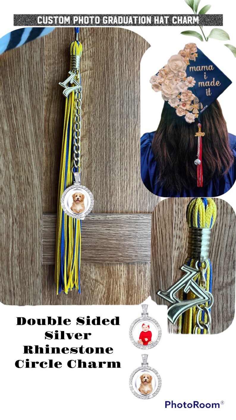 Custom Graduation Tassel Charm Graduation Double Sided Photo Etsy