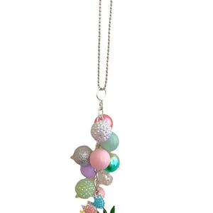 Car Mirror Charm- Charm for Rear View Mirror - Purse keychain charm- Flower Rhinestone Pendant - Keychain Charm - Beaded Car Mirror Charm,