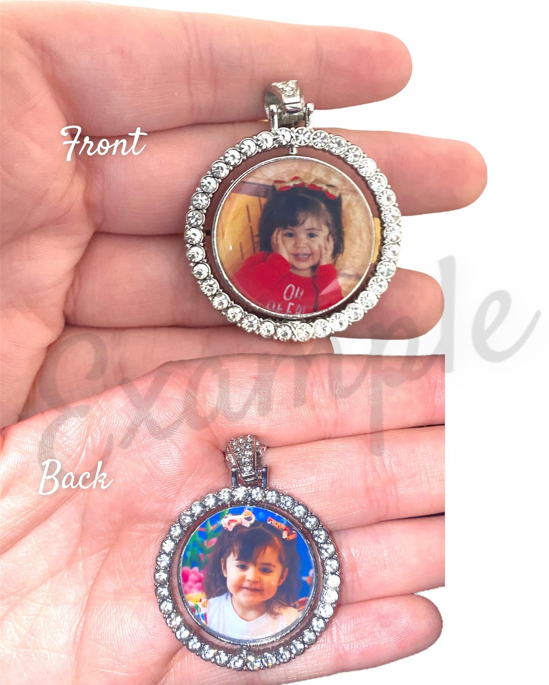 Custom Made Photo Rotating Necklace, Double Sided Rotating Photo