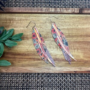 Fall Floral Earrings, Fall Feather Floral Lightweight Earrings