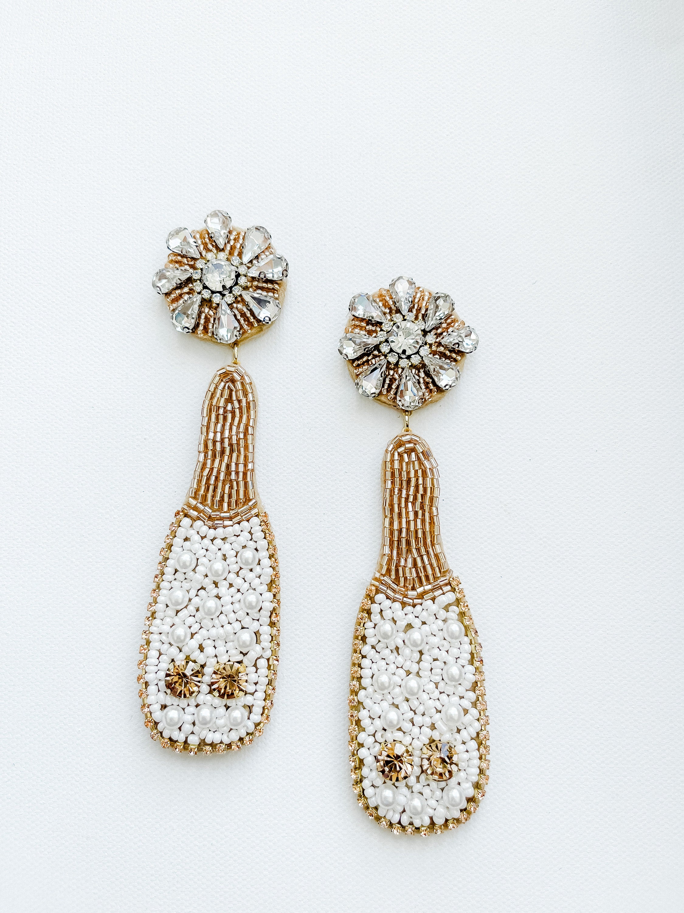 SALE Champagne earrings bottle glass beaded rose bubbly wine Etsy