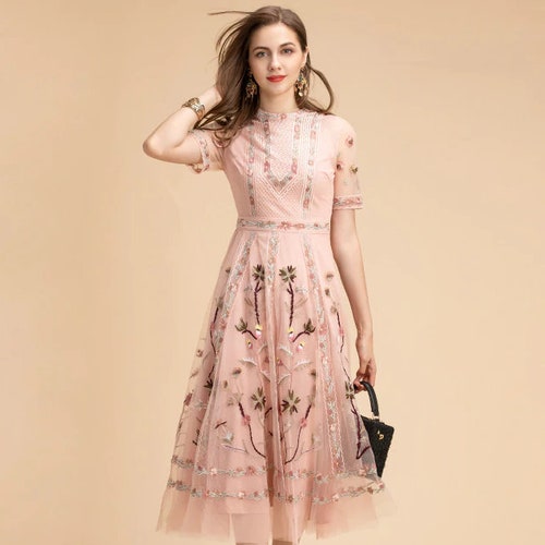 Fashion Runway Summer Midi Dress Women 