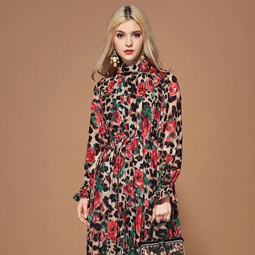 Pearl Gray Satin Leopard Print Wrap Kimono Dressmodest | Etsy