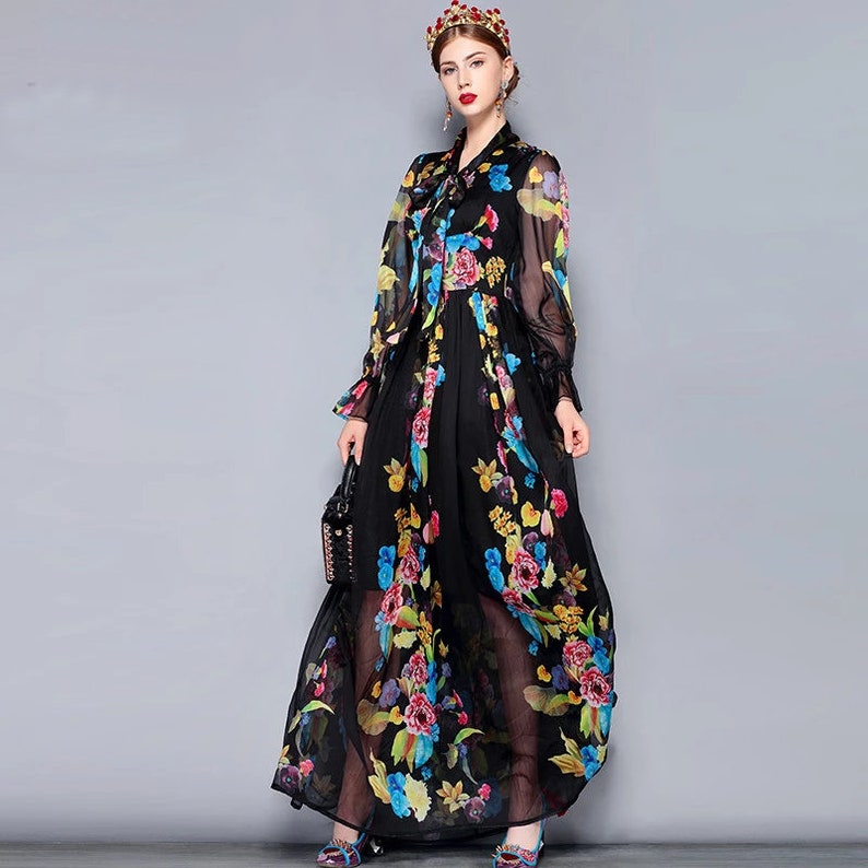 Fashion Runway Maxi Dress Plus Size Women's Long Sleeve - Etsy
