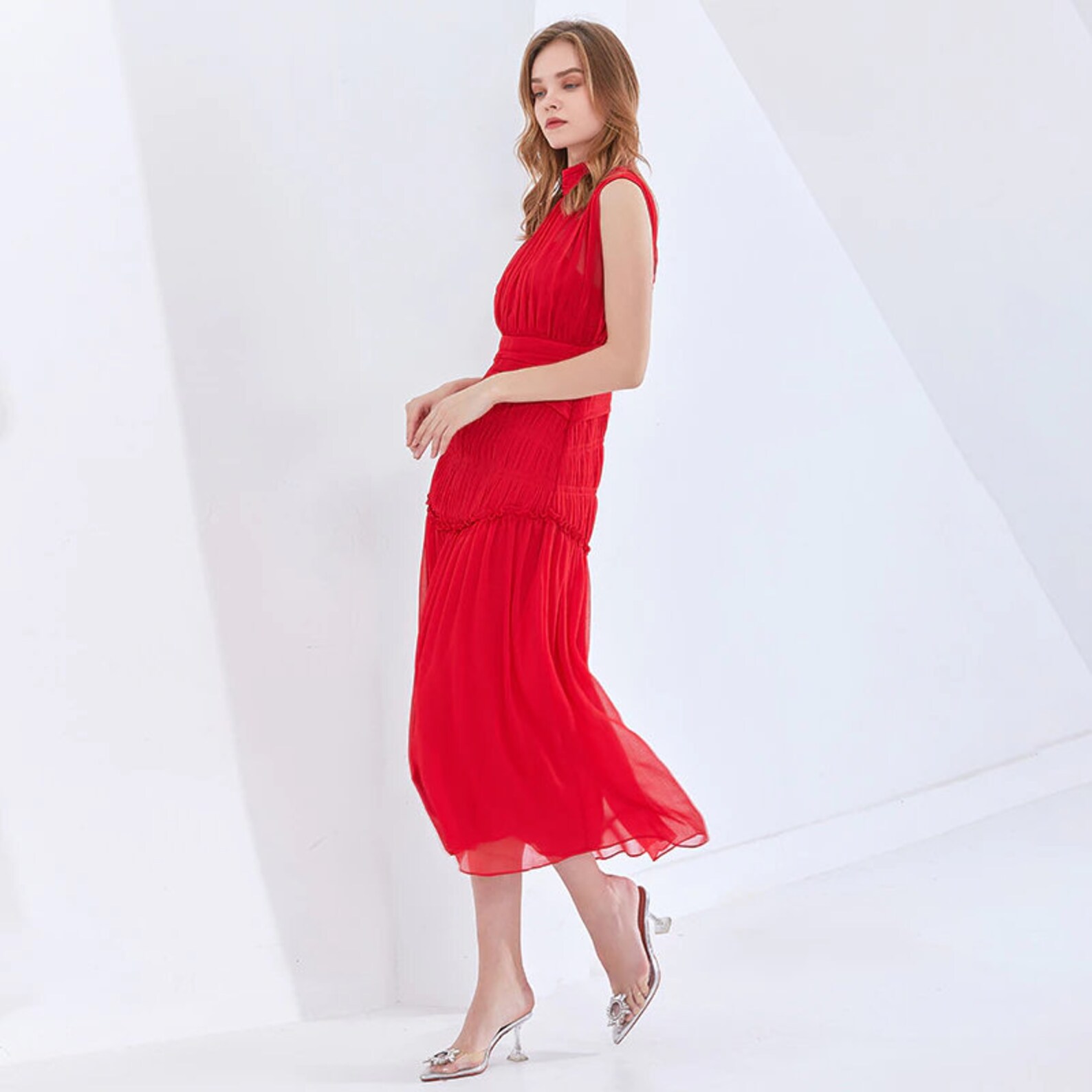 Solid Ruched Dress--Clearance