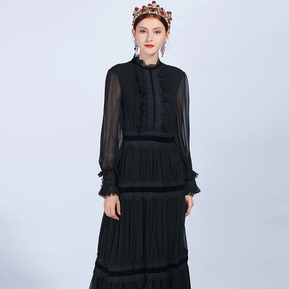 Fashion Runway Maxi Dresses Women's Long Sleeve Lace - Etsy
