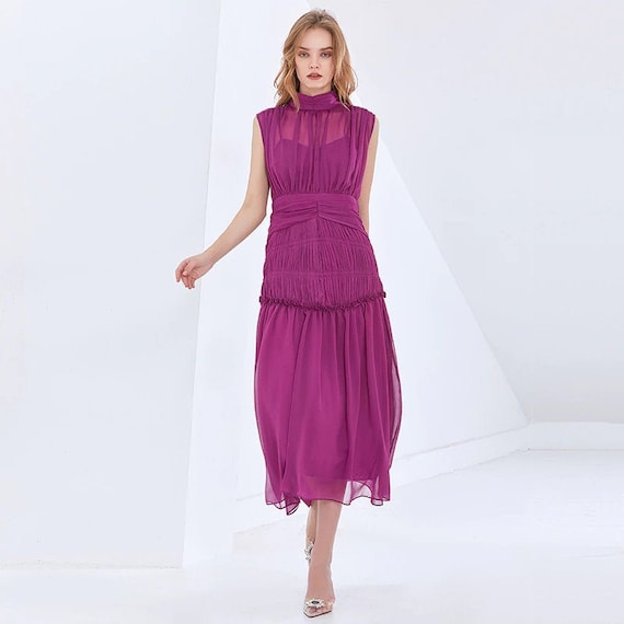 Fashion Runway Vintage Solid Ruched 