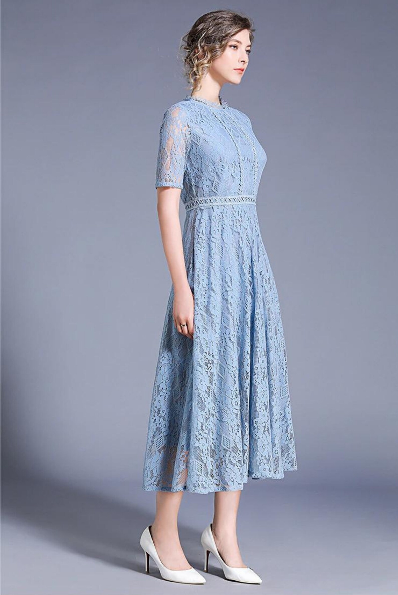 Fashion Elegant Slim Hollow Out Lace Vestido Woman Clothing - Etsy