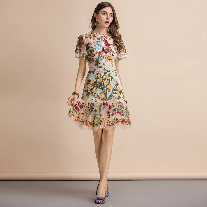 Fashion Runway Summer Dress Women's Flare Sleeve Floral - Etsy