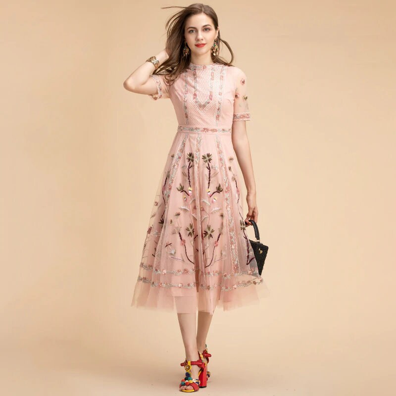 Fashion Runway Summer Midi Dress Women 