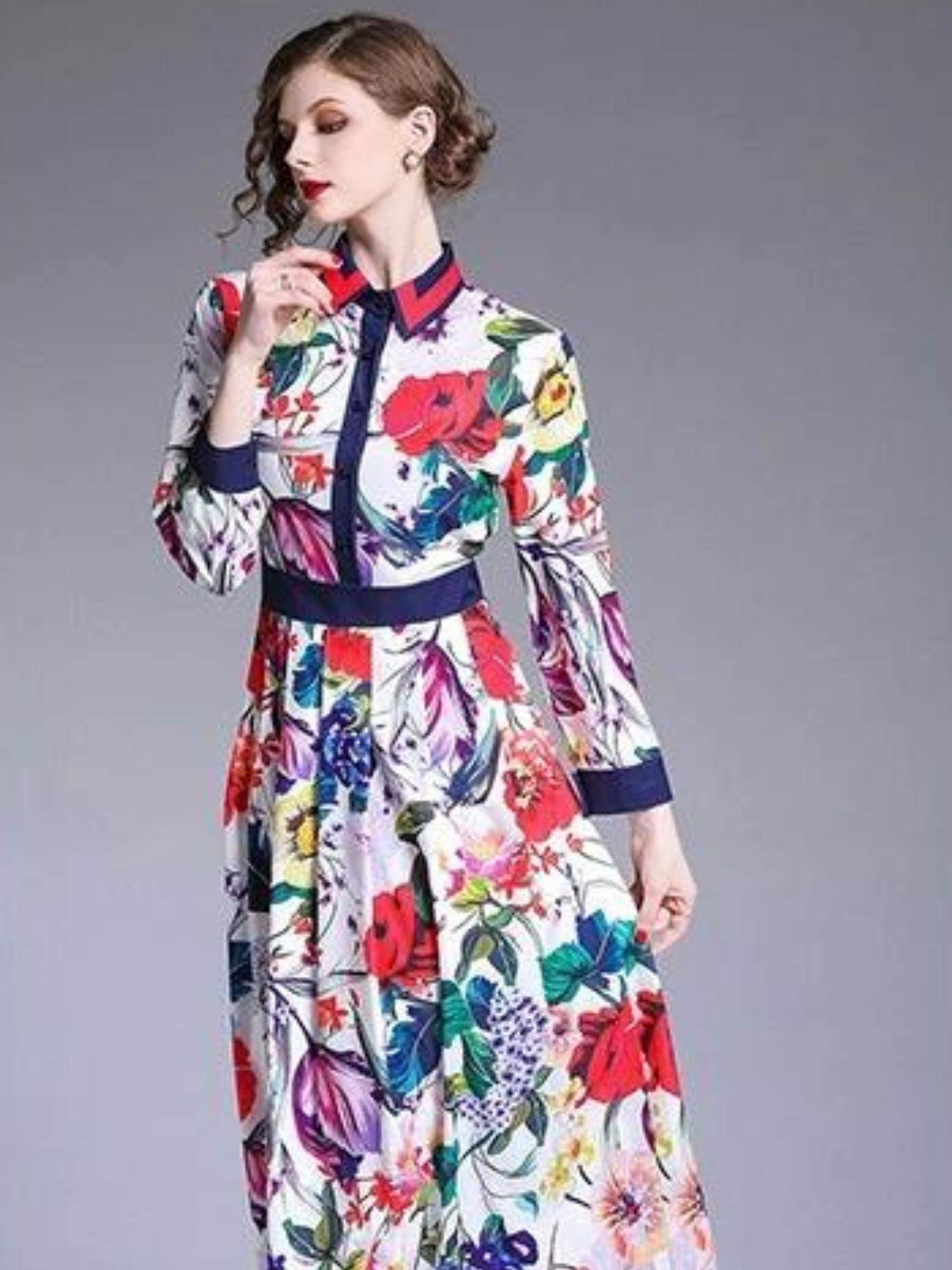 Fashion Flower Long Dress Beach Style Women Boho Long Maxi New - Etsy