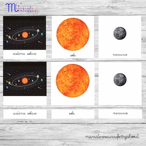 Nomenclature Montessori “il sistema solare”