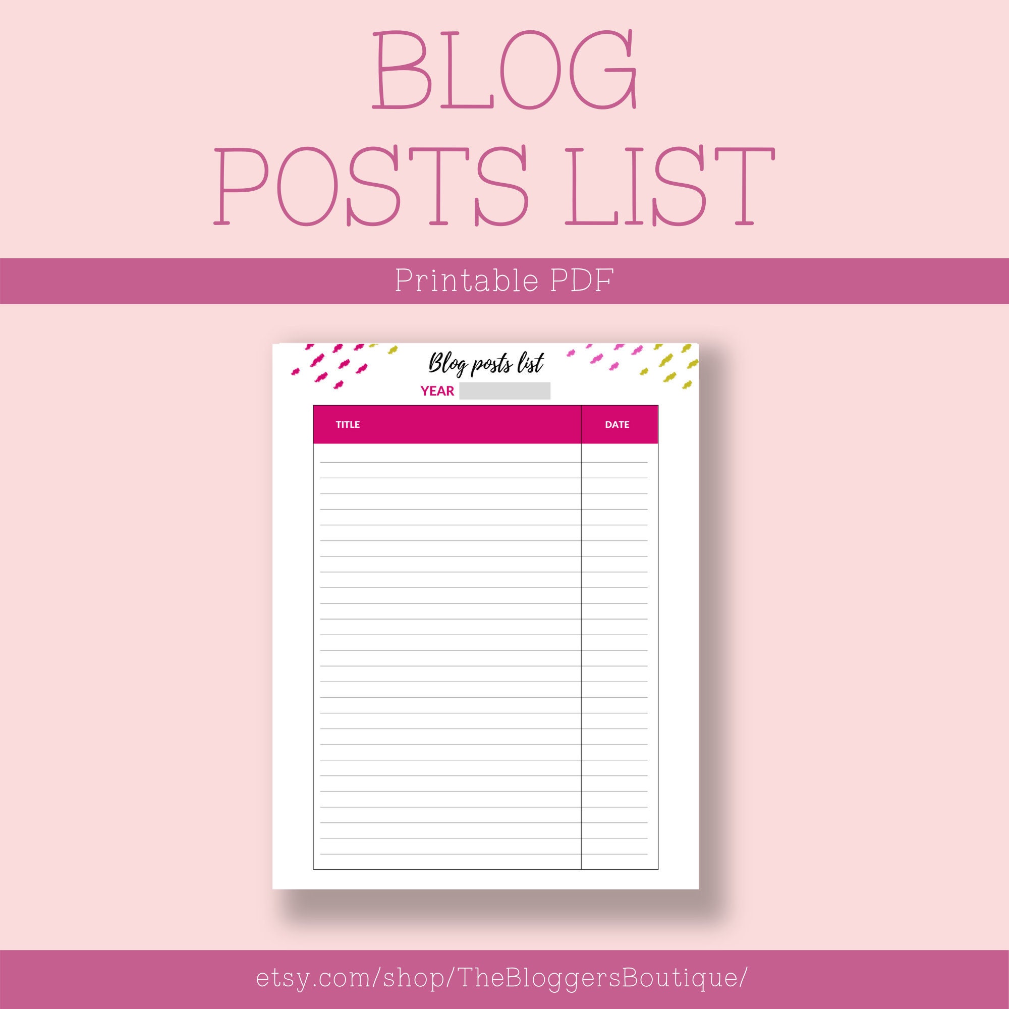 Blog Post List Published Post Tracker Blog Tracker - Etsy Österreich