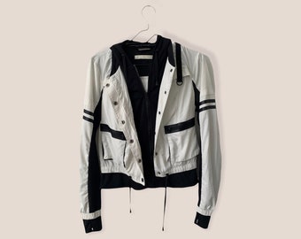 black and white long jacket