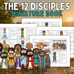 The 12 Disciples Craft Mini Book, 12 Disciples of Jesus Facts Bible Activity for Kids, Sunday School Craft, Great Commission Coloring Page