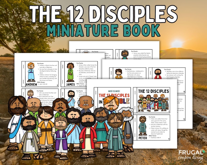 The 12 Disciples Craft Mini Book, 12 Disciples of Jesus Facts Bible Activity for Kids, Sunday School Craft, Great Commission Coloring Page imagem 1