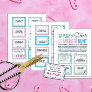 4-in-1 Baby Shower Scavenger Hunt Name Reveal or Gender Reveal Treasure ...