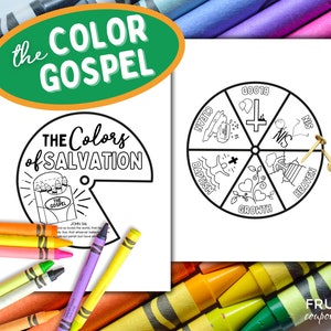 Gospel of Salvation Coloring Wheel, The Color Gospel Wheel Sunday School Craft for Kids, Children's Church Printable Bible Activity Lesson image 4