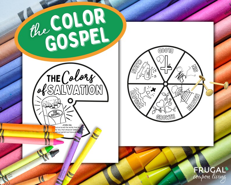 Gospel of Salvation Coloring Wheel, The Color Gospel Wheel Sunday School Craft for Kids, Children's Church Printable Bible Activity Lesson image 4