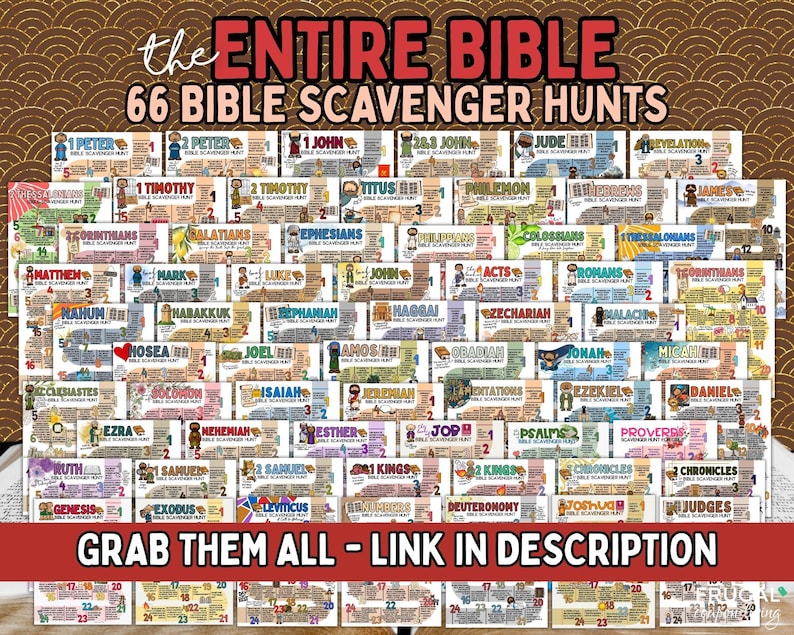 The Books of The Law Bible Scavenger Hunt, First Five Books of the Bible, Genesis, Exodus, Leviticus, Numbers, Deuteronomy Bible Trivia Game image 8