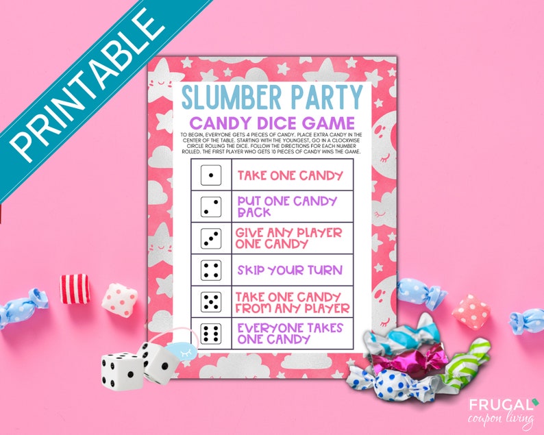 Slumber Party Games Candy Dice Exchange Spend the Night Etsy