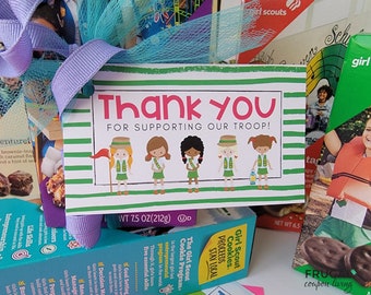 Girl Scout Dankeschön Tags |  Vier Girl Scout Dankeskarten zum Ausdrucken | Girl Scout Cookie Dankeschön Notizen Sofort Download | Bringe Manieren bei!