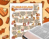Thanksgiving Scavenger Hunt, Christian Thanksgiving Trivia Printable Bible Verses on Thanksgiving, Sunday School Trivia Game Bible Questions