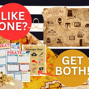 Pirate Party Printables | Indoor Treasure Hunt for Kids  + 12 Pirate Birthday Party Games | Pirate Treasure Map Template + Kids Activities