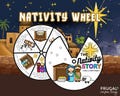 Nativity Craft Christmas Sunday School Lesson | Kids' Nativity Coloring Wheel Activity | Birth of Jesus Story with Pictures Printable Craft