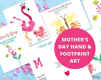 Mother's Day Handprint Art | Mother's Day Footprint Handprint Crafts | Handprint Gifts for Mom Printable | Handprint Crafts for Mother's Day