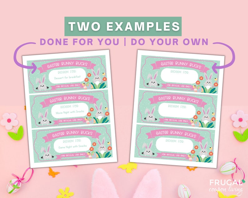 Easter Basket Coupons for Kids Super Cute Bunny Bucks for Etsy