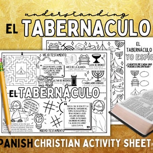 El Tabernáculo Spanish Worksheet for Kids, The Tabernacle of Moses PDF Printable Activity Mat & Coloring Page, Exodus Sunday School Lesson