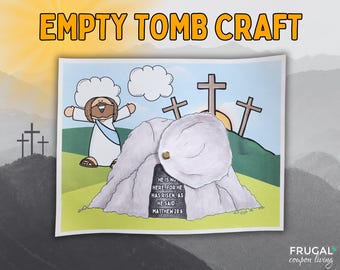 Empty Tomb Craft for Kids, Jesus Resurrection Christian Easter Craft Printable, He is Risen Interactive Activity for Easter Sunday School