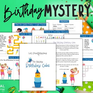 Mystery Birthday Party Activity for Kids, The Case of The Missing Birthday Cake, Kids Puzzle Printables, Birthday Party Game Ages 5-9